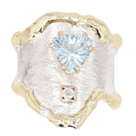 14K Gold & Crystalline Silver Aquamarine & Diamond Ring - 9411-Charles Duncan-Renee Taylor Gallery