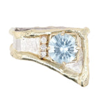 14K Gold & Crystalline Silver Aquamarine & Diamond Ring - 9531-Charles Duncan-Renee Taylor Gallery