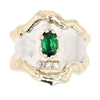 14K Gold & Crystalline Silver Tsavorite & Diamond Ring - 9604-Charles Duncan-Renee Taylor Gallery