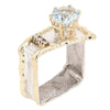 14K Gold & Crystalline Silver Aquamarine & Diamond Ring - 9855-Charles Duncan-Renee Taylor Gallery