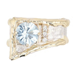 14K Gold & Crystalline Silver Aquamarine & Diamond Ring - 9856-Charles Duncan-Renee Taylor Gallery