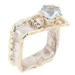 14K Gold & Crystalline Silver Aquamarine & Diamond Ring - 9857-Charles Duncan-Renee Taylor Gallery