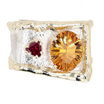 14K Gold & Crystalline Silver Citrine & Garnet Ring - 9869-Charles Duncan-Renee Taylor Gallery