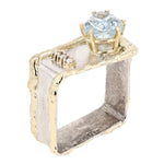 14K Gold & Crystalline Silver Aquamarine & Diamond Ring - 9875-Charles Duncan-Renee Taylor Gallery