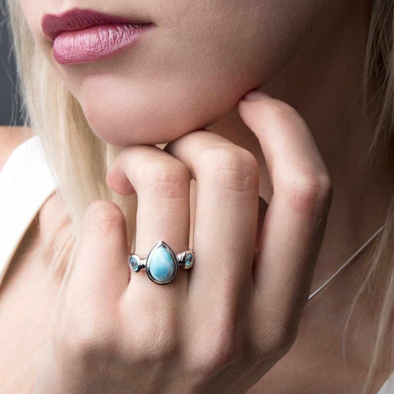 Atlantic Ring - Ratla00-00-Marahlago Larimar-Renee Taylor Gallery