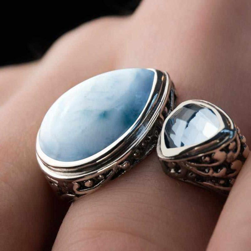 Azure Pear Ring - Razur0P-00-Marahlago Larimar-Renee Taylor Gallery