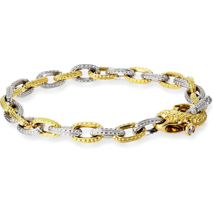 Victorian Milgrain Chain Bracelet in Platinum and 18K Yellow Gold - B-10P-Alex Sepkus-Renee Taylor Gallery