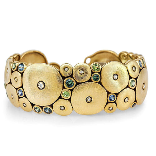18K Orchard Sea Mix Sapphire & Diamond Cuff Bracelet - B-34-Alex Sepkus-Renee Taylor Gallery