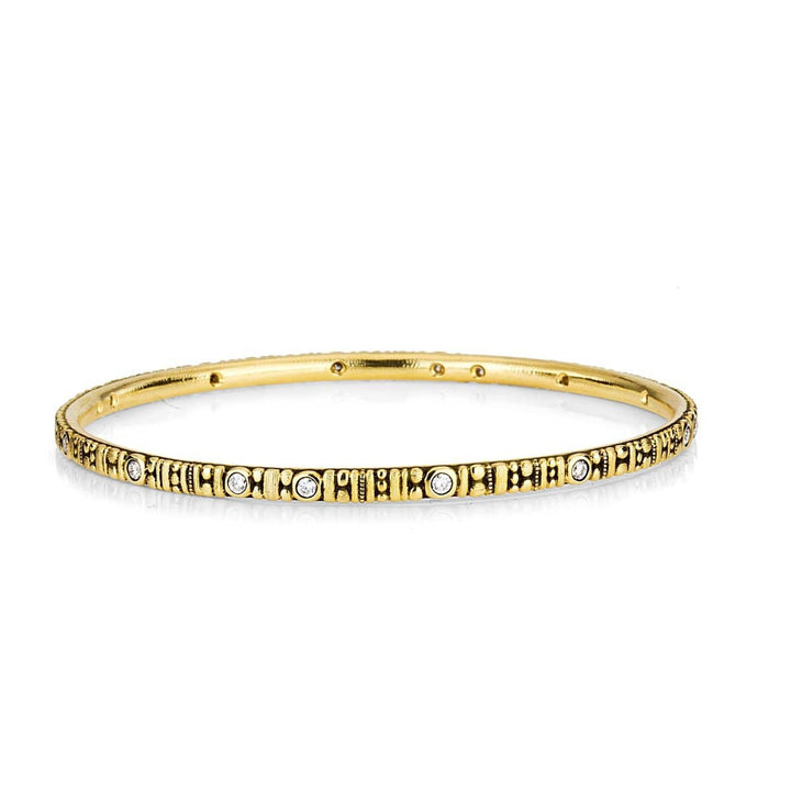 Seashore Bangle Bracelet with White Diamonds in 18K Yellow Gold - B-60D-Alex Sepkus-Renee Taylor Gallery