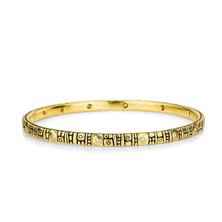 Seashore 2 Bangle Bracelet with White Diamonds in 18K Yellow Gold - B-60D-Alex Sepkus-Renee Taylor Gallery