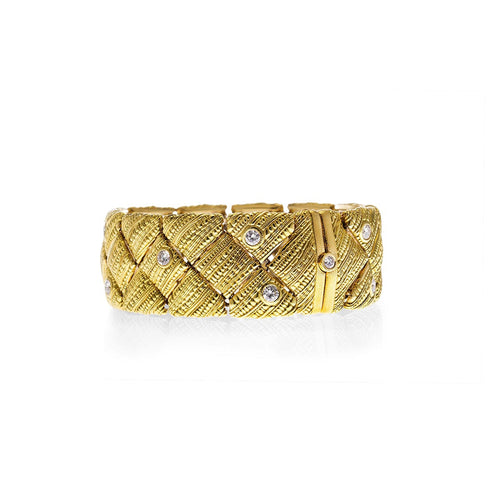 18K and Diamond "Crinkled Silk" Bracelet - B-8D-Alex Sepkus-Renee Taylor Gallery