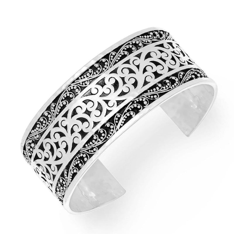 Sterling Silver Classic Medium Carved Scroll Cuff - BB6730-00318-Lois Hill-Renee Taylor Gallery