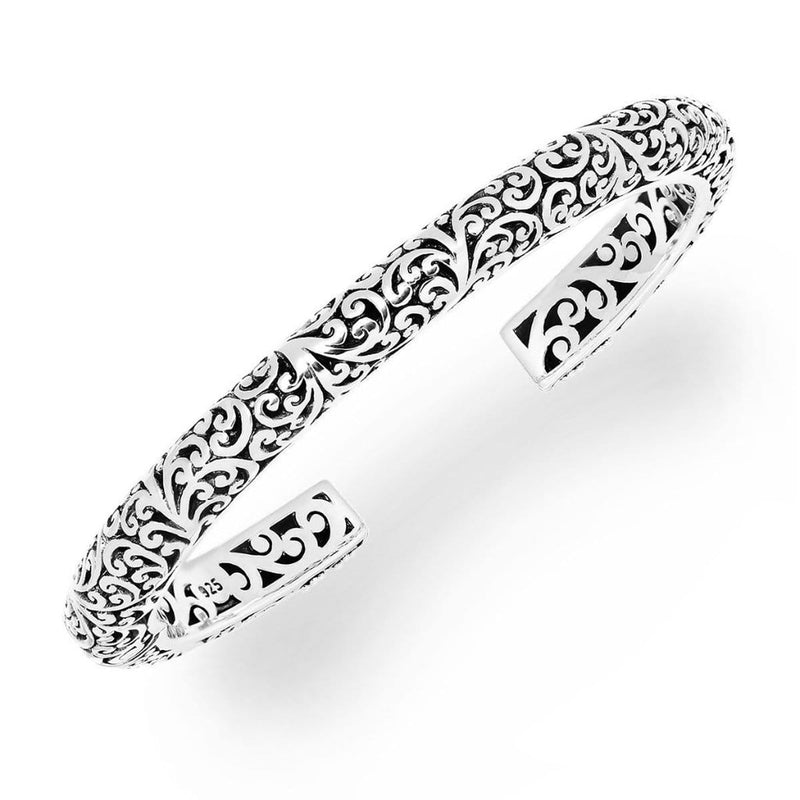 Sterling Silver Classic Small Carved Scroll Cuff - BB6733-00338-Lois Hill-Renee Taylor Gallery