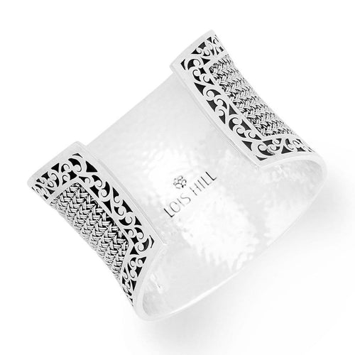 Sterling Silver Classic Signature Scroll & Thai Weave Cuff - BC8067-00455-Lois Hill-Renee Taylor Gallery