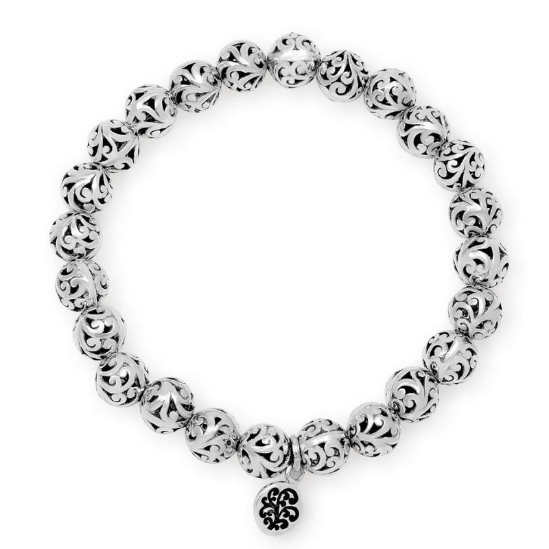 Sterling Silver Classic Carved Scroll Beaded Bracelet - BC9421-00138-Lois Hill-Renee Taylor Gallery