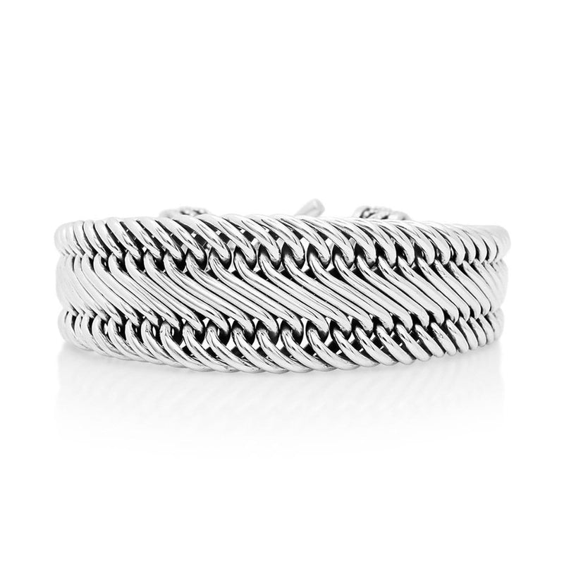 Sterling Silver Classic Tapered Figure-8 Weave Bracelet - BG3035-00250-Lois Hill-Renee Taylor Gallery