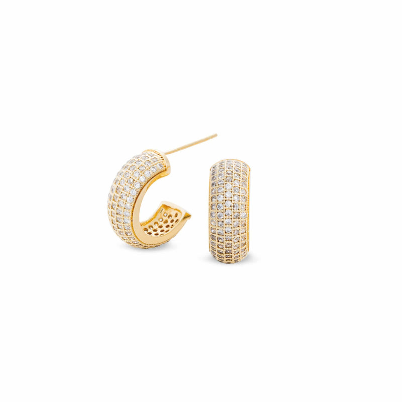 Gold Vermeil Finish Sterling Silver Five Row Micropave Earrings - BL2026EG-DISCO-Kelly Waters-Renee Taylor Gallery
