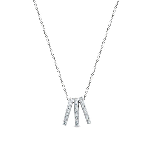 Platinum Finish Sterling Silver Micropave 3 Bar Vertical Pendant - BL2157N-Kelly Waters-Renee Taylor Gallery