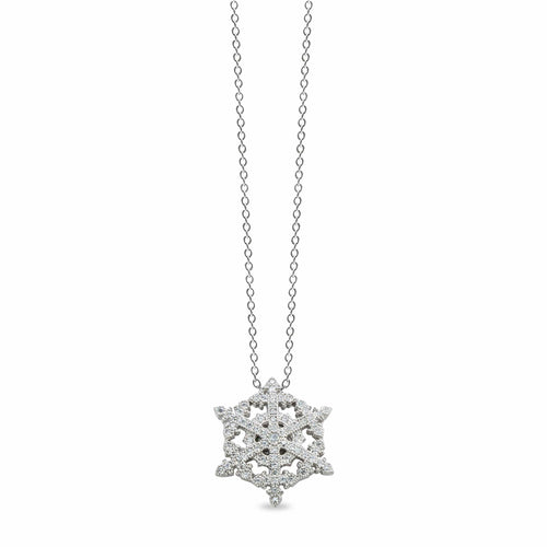 Platinum Finish Sterling Silver Micropave Snowflake Pendant - BL2158N-Kelly Waters-Renee Taylor Gallery