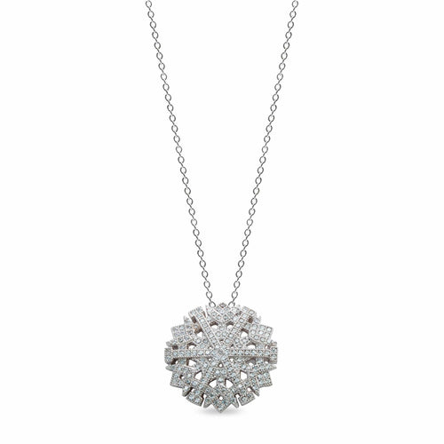 Platinum Finish Sterling Silver Micropave Snowflake Pendant - BL2160N-D-Kelly Waters-Renee Taylor Gallery