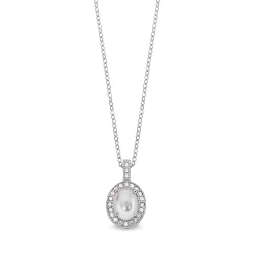 Platinum Finish Sterling Silver Micropave Pearl Pendant - BL2202N-Kelly Waters-Renee Taylor Gallery