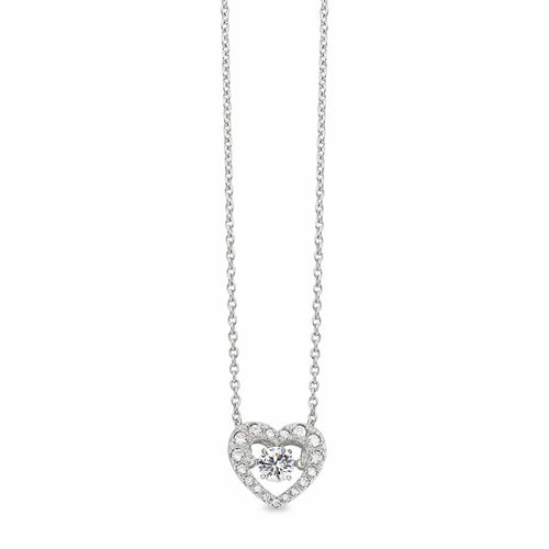 Platinum Finish Sterling Silver Micropave Dancing Stone Heart Necklace - BL2216N-Kelly Waters-Renee Taylor Gallery