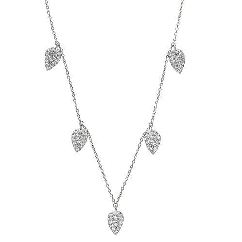Platinum Finish Sterling Silver Micropave 5 Floating Leaves Necklace - BL2237N-Kelly Waters-Renee Taylor Gallery