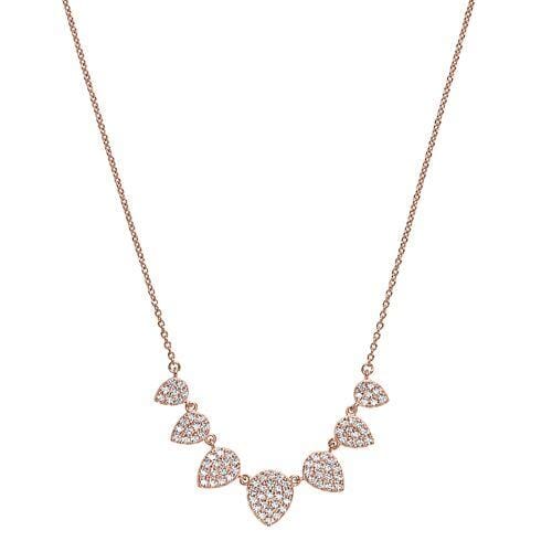 Rose Gold Vermeil & Platinum Finish Sterling Silver Micropave 7 Leaves Necklace - BL2238NRG-Kelly Waters-Renee Taylor Gallery