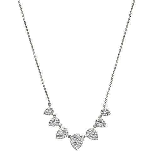 Platinum Finish Sterling Silver Micropave 7 Leaves Necklace - BL2238N-Kelly Waters-Renee Taylor Gallery