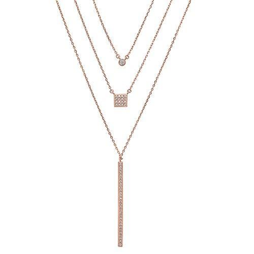 Rose Gold Vermeil Finish Sterling Silver Micropave Layered Necklace - BL2239NRG-Kelly Waters-Renee Taylor Gallery