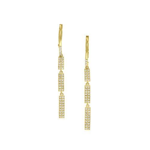 Gold Vermeil Finish Sterling Silver Micropave Three Bar Earrings - BL2240EG-Kelly Waters-Renee Taylor Gallery