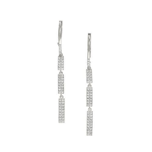 Platinum Finish Sterling Silver Micropave Three Bar Earrings - BL2240E-Kelly Waters-Renee Taylor Gallery