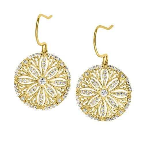 Gold Vermeil Finish Sterling Silver Micropave Vintage Earrings - BL2241EG-Kelly Waters-Renee Taylor Gallery