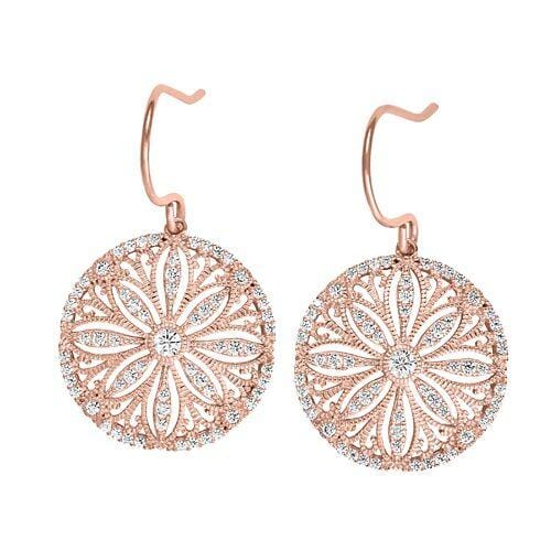 Rose Gold Vermeil Finish Sterling Silver Micropave Vintage Earrings - BL2241ERG-Kelly Waters-Renee Taylor Gallery