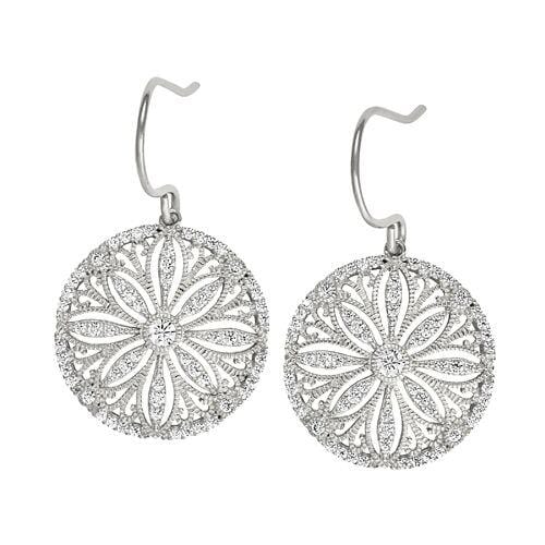 Platinum Finish Sterling Silver Micropave Vintage Earrings - BL2241E-Kelly Waters-Renee Taylor Gallery