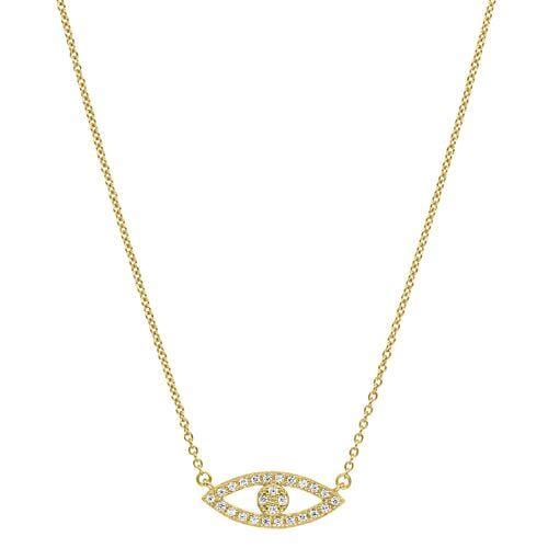 Gold Vermeil Finish Sterling Silver Micropave Evil Eye Necklace - BL2246NG-Kelly Waters-Renee Taylor Gallery