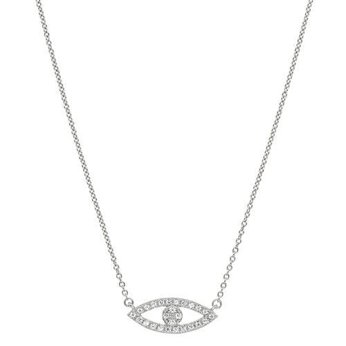 Platinum Finish Sterling Silver Micropave Evil Eye Necklace - BL2246N-Kelly Waters-Renee Taylor Gallery