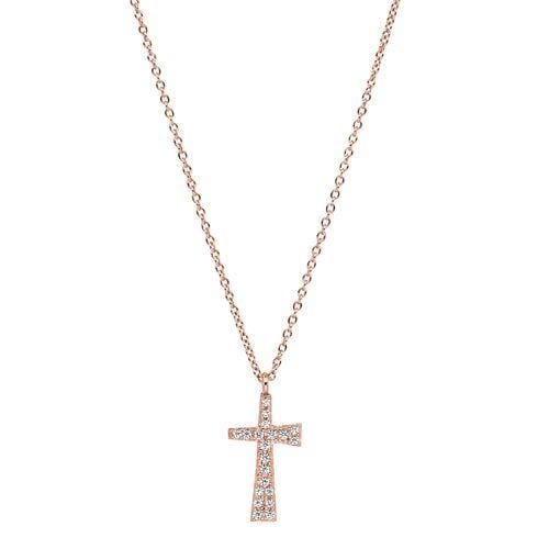 Rose Gold Vermeil Finish Sterling Silver Micropave Tapered Cross Pendant - BL2247NRG-Kelly Waters-Renee Taylor Gallery