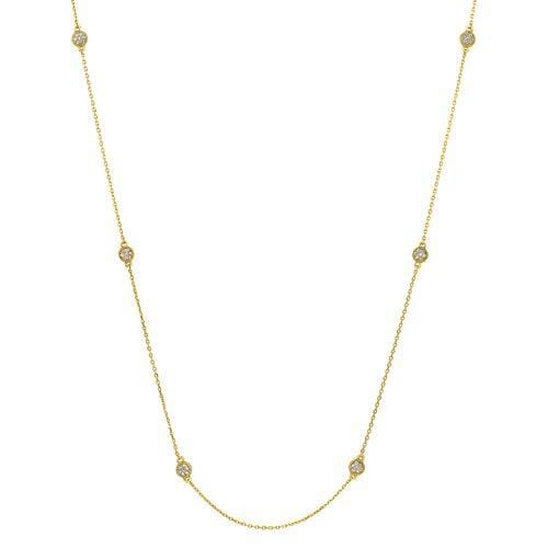 Gold Vermeil Finish Sterling Silver Micropave Tin Cup Necklace - BL2248CHG-Kelly Waters-Renee Taylor Gallery