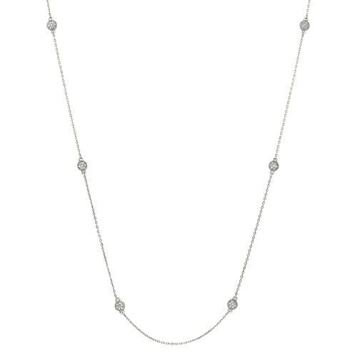 Platinum Finish Sterling Silver Micropave Tin Cup Necklace - BL2248CH-Kelly Waters-Renee Taylor Gallery