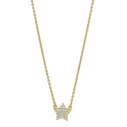 Gold Vermeil Finish Sterling Silver Micropave Star Necklace - BL2250NG-Kelly Waters-Renee Taylor Gallery