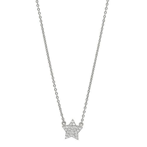 Platinum Finish Sterling Silver Micropave Star Necklace - BL2250N-Kelly Waters-Renee Taylor Gallery