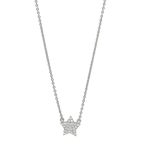 Platinum Finish Sterling Silver Micropave Star Necklace - BL2250N-Kelly Waters-Renee Taylor Gallery