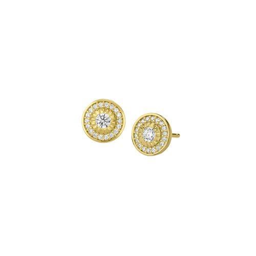 Gold Vermeil Finish Sterling Silver Micropave Halo Earrings - BL2252EG-Kelly Waters-Renee Taylor Gallery