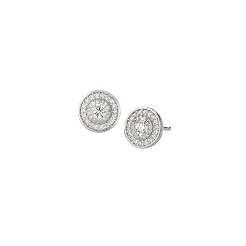 Platinum Finish Sterling Silver Micropave Halo Earrings - BL2252E-Kelly Waters-Renee Taylor Gallery