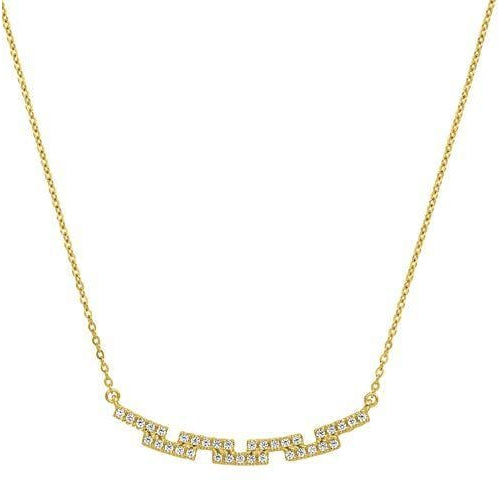Gold Vermeil Finish Sterling Silver Micropave Staggered Bar Necklace - BL2253NG-Kelly Waters-Renee Taylor Gallery
