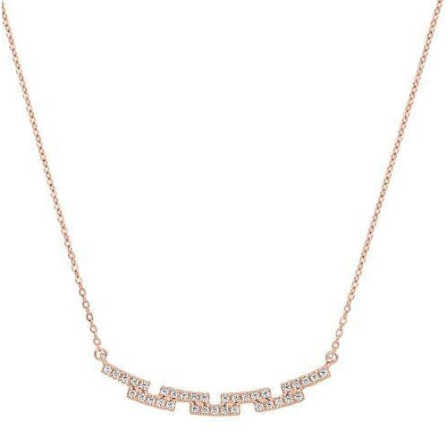 Rose Gold Vermeil Finish Sterling Silver Micropave Staggered Bar Necklace - BL2253NRG-Kelly Waters-Renee Taylor Gallery