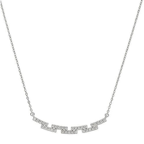 Platinum Finish Sterling Silver Micropave Staggered Bar Necklace - BL2253N-Kelly Waters-Renee Taylor Gallery