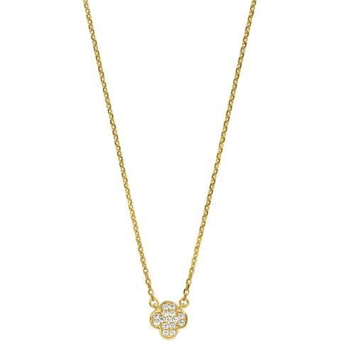 Gold Vermeil Finish Sterling Silver Micropave Small Clover Pendant - BL2254NG-Kelly Waters-Renee Taylor Gallery