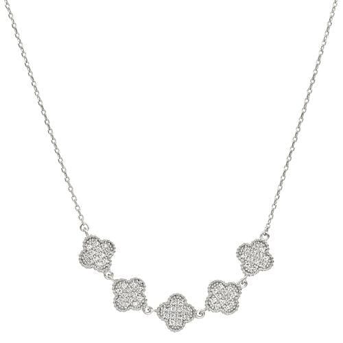 Platinum Finish Sterling Silver Micropave Five Clover Necklace - BL2255N-Kelly Waters-Renee Taylor Gallery